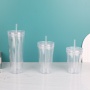 Creative DIY Double-Layer Insulated Plastic Straw Cup Glitter Factory Wholesale Personalized Drinking Cup Creative DIY Water Cup
