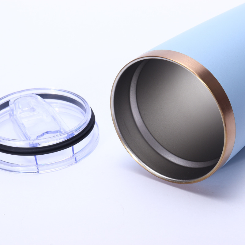 20oz Stainless Steel Vacuum Car Tumbler W/ Copper Gold Underneath Plated Laser Tumbler for Engrave Powder Coated Travel Tumbler