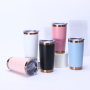 20oz Stainless Steel Vacuum Car Tumbler W/ Copper Gold Underneath Plated Laser Tumbler for Engrave Powder Coated Travel Tumbler
