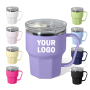 Morden Style Octagon Coffee Tumbler Metal Cup with Lid and Handle Durability Plastic Outer Inne Stainless Steel Custom Mugs