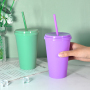 Factory Wholesale BPA Free Reusable Colorful 24oz Plastic Coffee Tumbler Cups with Lids & Straws Double Walled Custom Logo