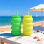 US RTS 12pcs/ctn Plastic 16oz Single Wall Colorful Jelly Travel Mug Cup Plastic Lid Car Tumbler with Lids and Straw