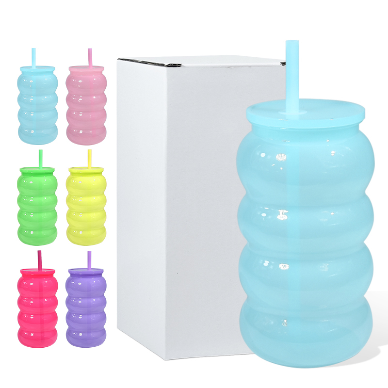 US RTS 12pcs/ctn Plastic 16oz Single Wall Colorful Jelly Travel Mug Cup Plastic Lid Car Tumbler with Lids and Straw