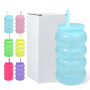 US RTS 12pcs/ctn Plastic 16oz Single Wall Colorful Jelly Travel Mug Cup Plastic Lid Car Tumbler with Lids and Straw