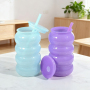 US RTS 12pcs/ctn Plastic 16oz Single Wall Colorful Jelly Travel Mug Cup Plastic Lid Car Tumbler with Lids and Straw
