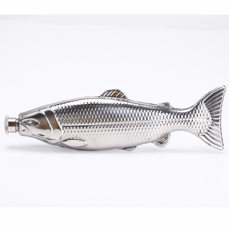Custom 5oz Stainless Steel Mini Hip Flask SS304 Fish-Shaped Liquor Flask Gift Set Portable Outdoor Alcohol Flask With Screw Lids