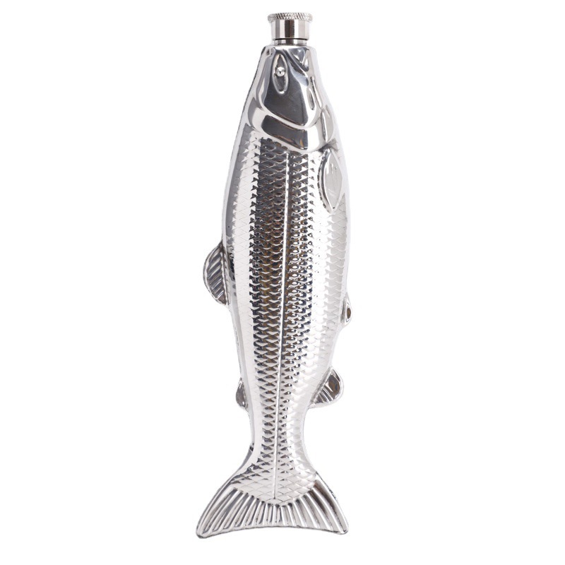 Custom 5oz Stainless Steel Mini Hip Flask SS304 Fish-Shaped Liquor Flask Gift Set Portable Outdoor Alcohol Flask With Screw Lids