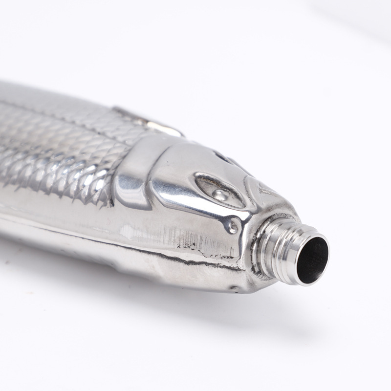 Custom 5oz Stainless Steel Mini Hip Flask SS304 Fish-Shaped Liquor Flask Gift Set Portable Outdoor Alcohol Flask With Screw Lids