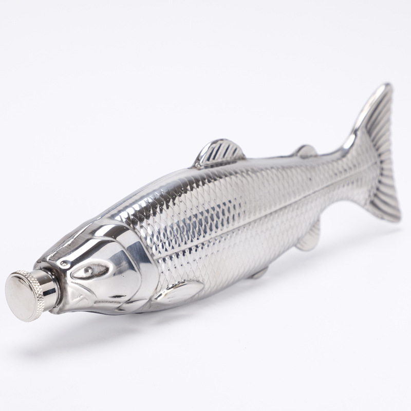 Custom 5oz Stainless Steel Mini Hip Flask SS304 Fish-Shaped Liquor Flask Gift Set Portable Outdoor Alcohol Flask With Screw Lids