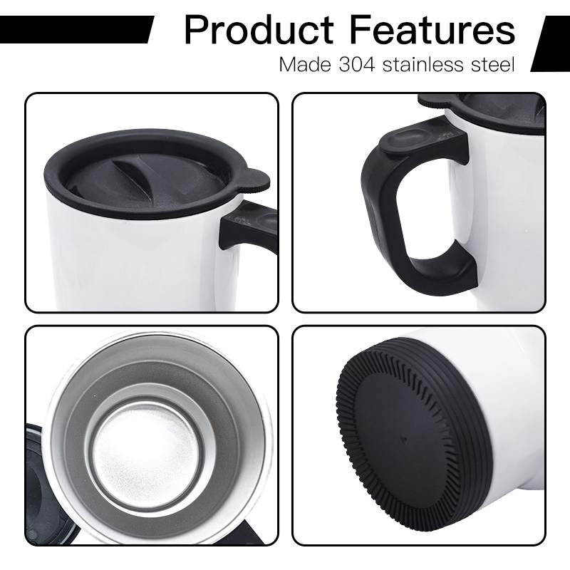 NEW Arrival China Warehouse Sublimation Double 14oz White Stainless Steel Travel Mug Car Mug Stainless Steel Tumbler