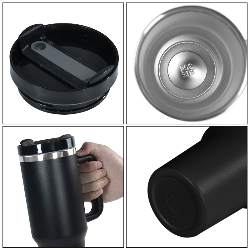 H2.0 40oz Powder Coated Travel Mug with Handle Stainless Steel 40 oz Tumbler Mix Colors Metal Cup Travel Coffee Mug
