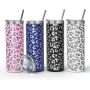 20oz Leopard Tumbler with Lid and Straw 4 Pack Stainless Steel Cheetah Tumbler Leopard Print Gift Coffee Skinny Tumbler