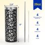 20oz Leopard Tumbler with Lid and Straw 4 Pack Stainless Steel Cheetah Tumbler Leopard Print Gift Coffee Skinny Tumbler