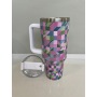 Customized Designs Logo 40oz Car Travel Tumbler Stainless Steel Mug Vacuum Thermal Printed Cup with Plastic Lid Straw Handle