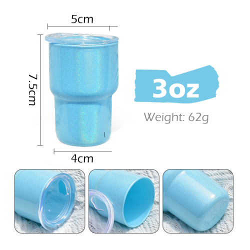 Clearance Sales 50pcs/ctn 3oz Holographic Shimmer Colors Shot Tumbler Beer Cup bar Glasses Mini Whiskey Insulated Tumbler Mug