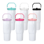 30oz Glossy Flip Straw Tumbler With Handle Insulated Stainless Steel Sublimation Blank Water Bottle for DIY Heat Press