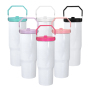 30oz Glossy Flip Straw Tumbler With Handle Insulated Stainless Steel Sublimation Blank Water Bottle for DIY Heat Press
