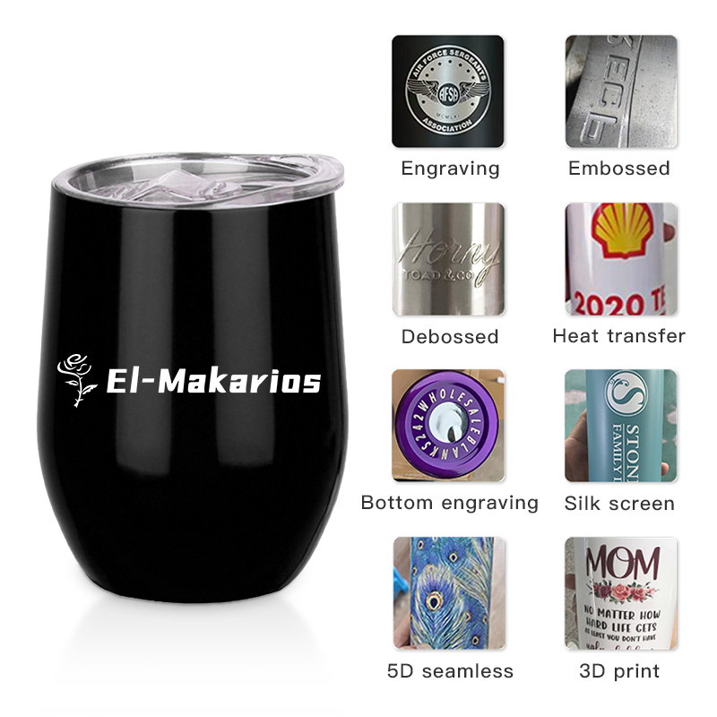 Custom logo 12oz Double Wall Stainless Steel Vacuum Insulated Beer Wine Coffee Tumbler Cups