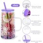 RTS US 16 oz Snow Globe Tumbler Pre-Drilled Sublimation Glass Cup Double Wall Coffee Mug Lids Plastic Straw Glitter Colored DIY