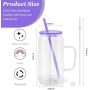 RTS US 16 oz Snow Globe Tumbler Pre-Drilled Sublimation Glass Cup Double Wall Coffee Mug Lids Plastic Straw Glitter Colored DIY