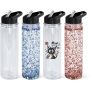 RTS STOCKED Pre-drilled 17oz Double Walled Snow Globe BPA Free Acrylic Water Bottles with Plug Flip Straw Tumblers