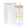 20oz Tumblers Double Wall Plastic Pre-drilled Mason Jar Snow Globe Acrylic Tumbler with Wooden Lids and Straw