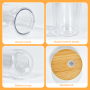 20oz Tumblers Double Wall Plastic Pre-drilled Mason Jar Snow Globe Acrylic Tumbler with Wooden Lids and Straw