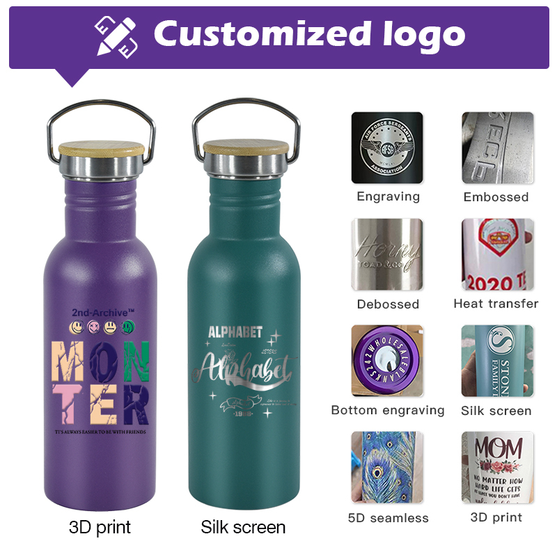 Hot Selling 750ml/25oz Custom logo Outdoor Single Wall Sport Bottle Flask Drink Water Stainless Steel Tumblers Cup