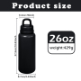 US RTS 26oz Stainless Steel Water Bottle Powder Coating Double Walled Tumbler Press Open Lid Vacuum Flask for Laser Black