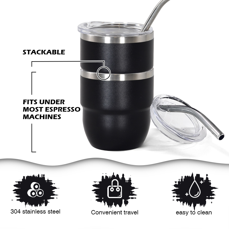 Custom Mug Thermal Mini Coffee Mug Insulated 4oz Stackable Cup Double Wall Vacuum Tumbler Stainless Steel Wine Cup with Lid
