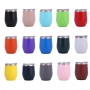 Powder Coated Custom logo 12oz Double Wall Vacuum Stainless Steel Mugs Wine Tumbler Colorful Mug for Laser Engraving Printing