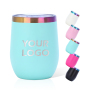 Custom logo 12oz Double Wall Vacuum Stainless Steel Mugs Wine Tumbler Colorful rainbow Mugs for Laser Engraving Printing