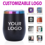 Custom logo 12oz Double Wall Vacuum Stainless Steel Mugs Wine Tumbler Colorful rainbow Mugs for Laser Engraving Printing