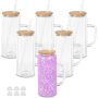 Pre-drilled 12oz 16oz 20oz Glass Jar Double Wall Tumblers Bamboo Lid Snow Globe Glass Cups With Handle DIY Glitter Bottle