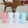Hot Selling Large Capacity Bowknot Plastic Cup Convenient Portable Car Coffee Cup Camping Tea Cups Boba Tea Tumbler with Lids