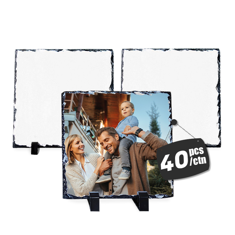 RTS USA Warehouse Sublimation Slate Blanks 40pcs/ctn 15*15cm Square Diy Picture Photo Frame Rock Crafts 6*6 Inch with Stand