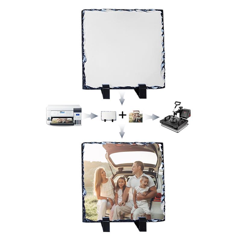 RTS USA Warehouse Sublimation Slate Blanks 40pcs/ctn 15*15cm Square Diy Picture Photo Frame Rock Crafts 6*6 Inch with Stand
