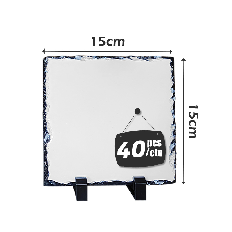 RTS USA Warehouse Sublimation Slate Blanks 40pcs/ctn 15*15cm Square Diy Picture Photo Frame Rock Crafts 6*6 Inch with Stand