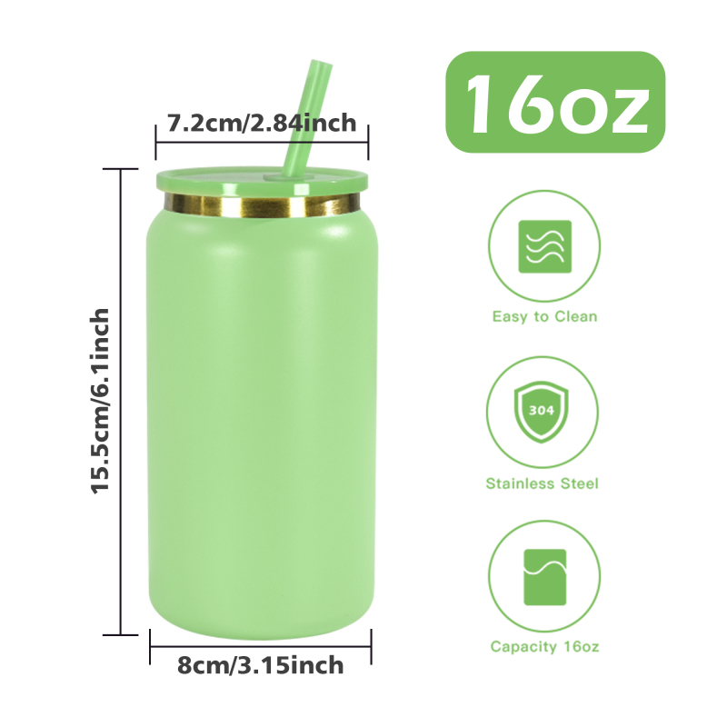 RTS  6pack Metal Stainless Steel 16oz Can Cup Gold Underneath 16oz Stainless Steel Tumbler Can