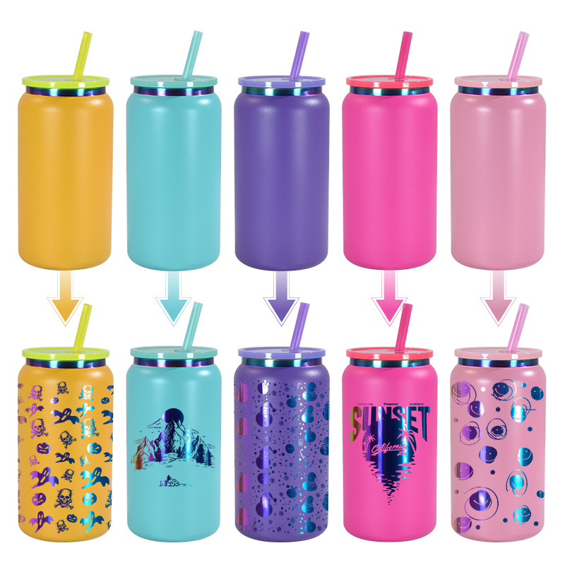 RTS 25pack Metal Stainless Steel 16oz  Can Cup Gold Underneath 16oz Stainless Steel Tumbler Can