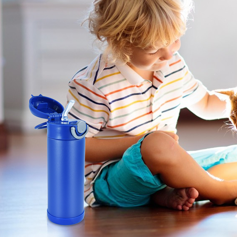 Powder Coated 12oz Tumbler Stainless Steel School Kid Bounce Sippy Water Bottle Thermal Flask 24pcs/ctn