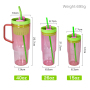 Reusable 3 in 1 40oz Plastic Water Bottles Cups Set clear Colored Tumbler Beer Mugs with Handle and Colored Lids ECO BPA Free