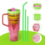Reusable 3 in 1 40oz Plastic Water Bottles Cups Set clear Colored Tumbler Beer Mugs with Handle and Colored Lids ECO BPA Free