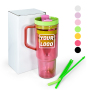 Reusable 3 in 1 40oz Plastic Water Bottles Cups Set clear Colored Tumbler Beer Mugs with Handle and Colored Lids ECO BPA Free