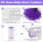 US Stocked 25pcs/ctn Handled Snow Globe 16oz Double Wall Glass Tumbler Colorful Lid Snow Globe Glass Can with Pre-drilled Hole