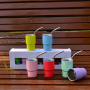 USA RTS Mini 3oz Sublimation Blanks Double Wall Stainless Tumbler Assorted 12 Colors Mix Shot Glass with Metal Straw 48pcs/Ctn
