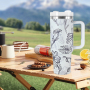 Fast Customization 40oz Powder Coated Double Wall Stainless Steel Tumblers Travel Mug with Flower Pattern White