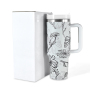 Fast Customization 40oz Powder Coated Double Wall Stainless Steel Tumblers Travel Mug with Flower Pattern White