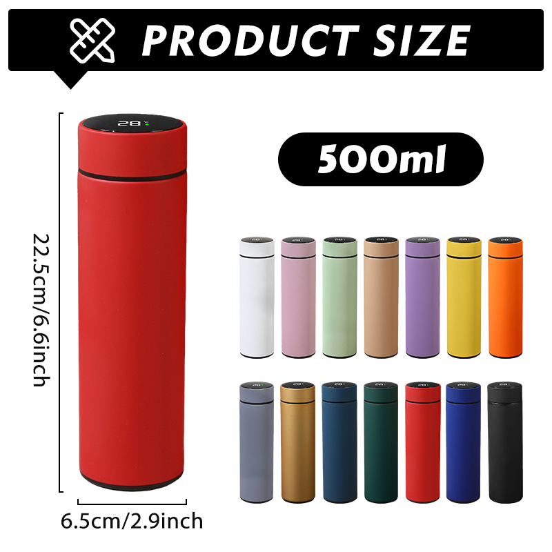 Custom Logo Color 500ml LED Temperature Display Double Wall Stainless Steel Insulated Water Bottle Vintage for Business Gifts