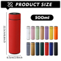 Custom Logo Color 500ml LED Temperature Display Double Wall Stainless Steel Insulated Water Bottle Vintage for Business Gifts